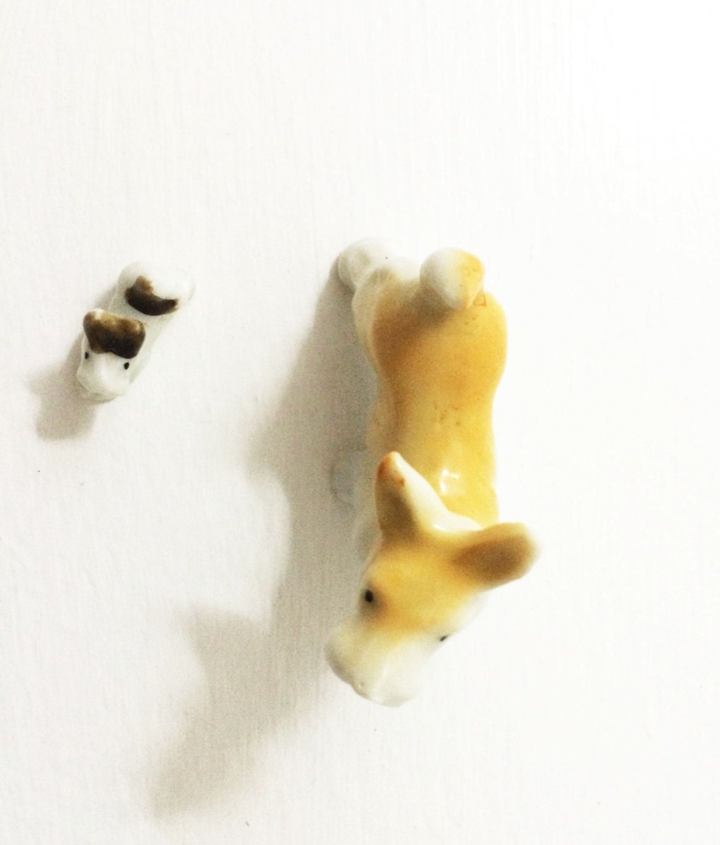 Vintage Terrier Dog Figurines Porcelain Puppy Miniatures