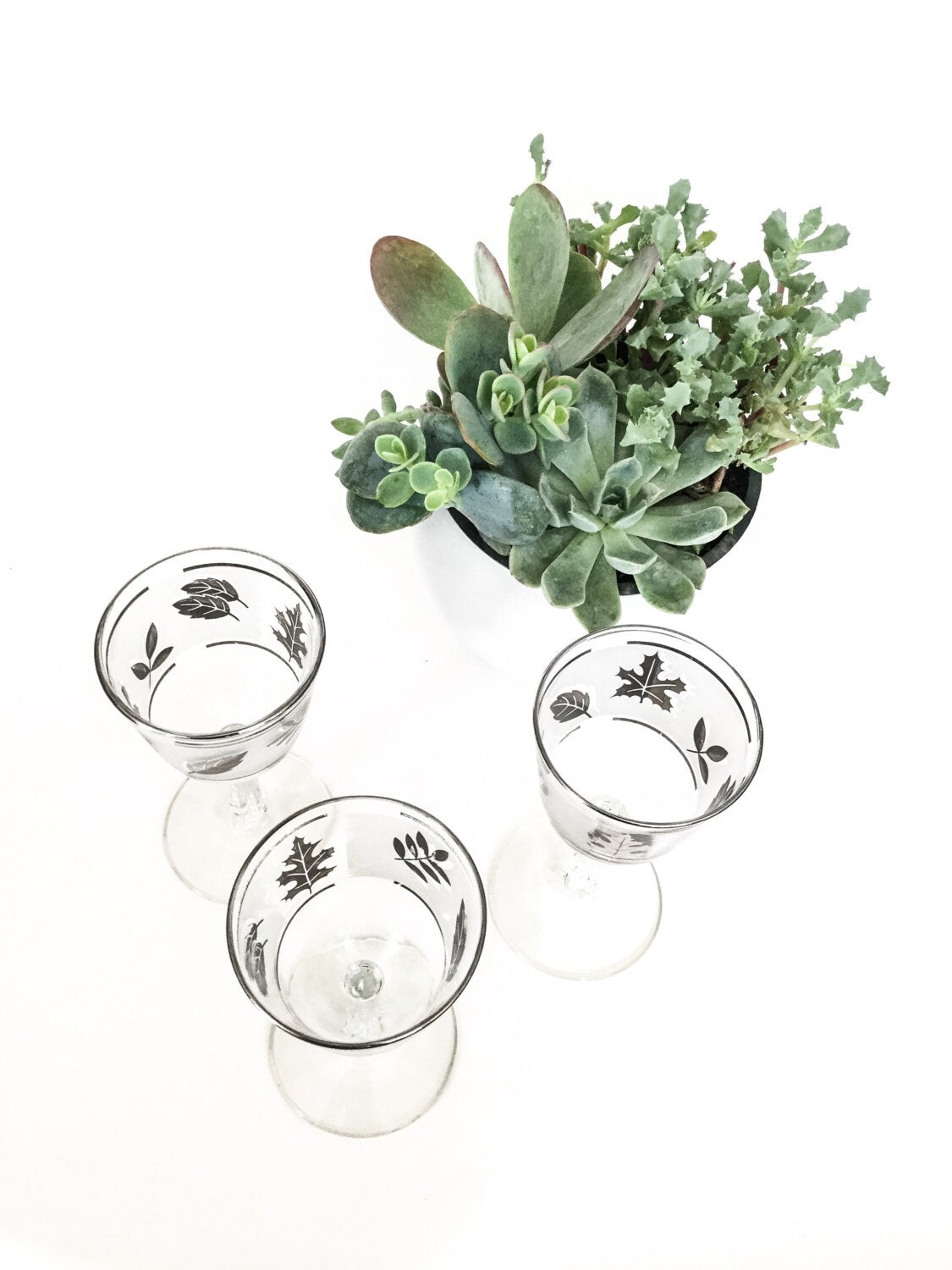 Vintage Silver Leaf Cocktail Glasses
