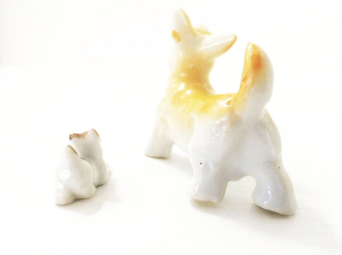 Vintage Terrier Dog Figurines Porcelain Puppy Miniatures