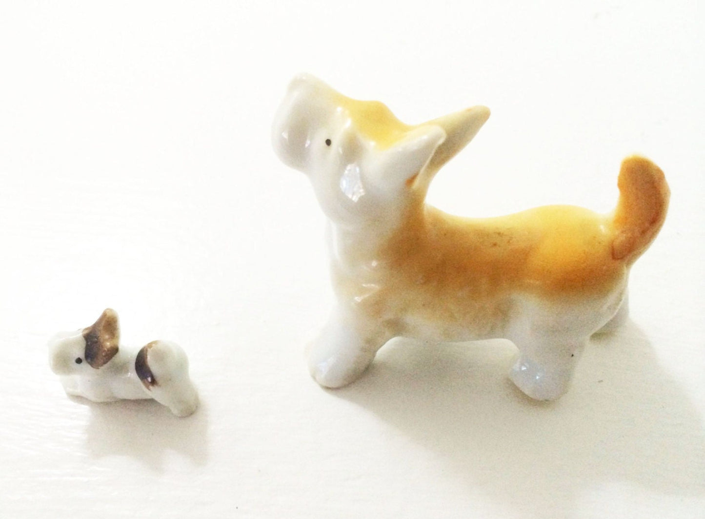 Vintage Terrier Dog Figurines Porcelain Puppy Miniatures