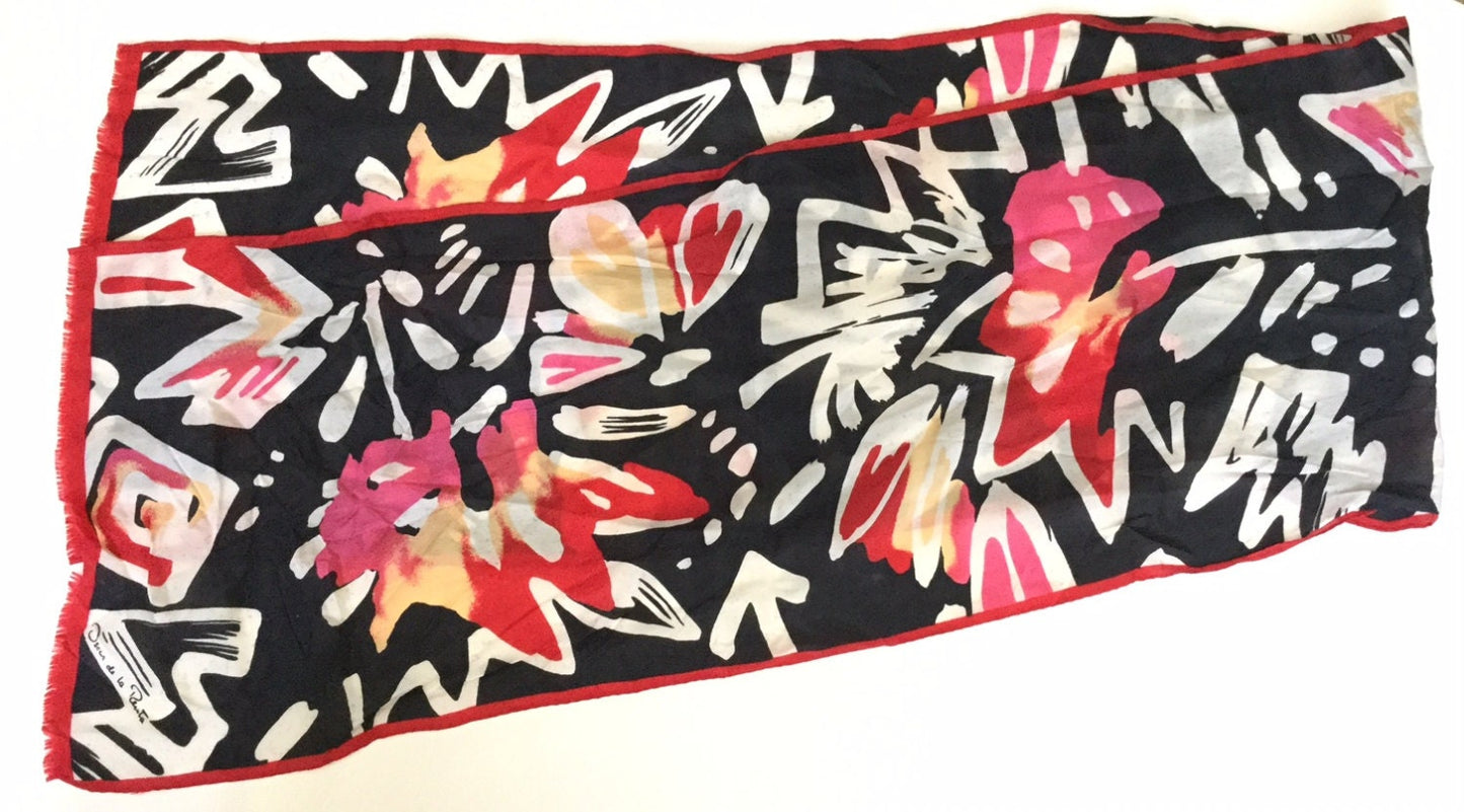 Vintage Oscar De La Renta Scarf Modern Flower Scarf