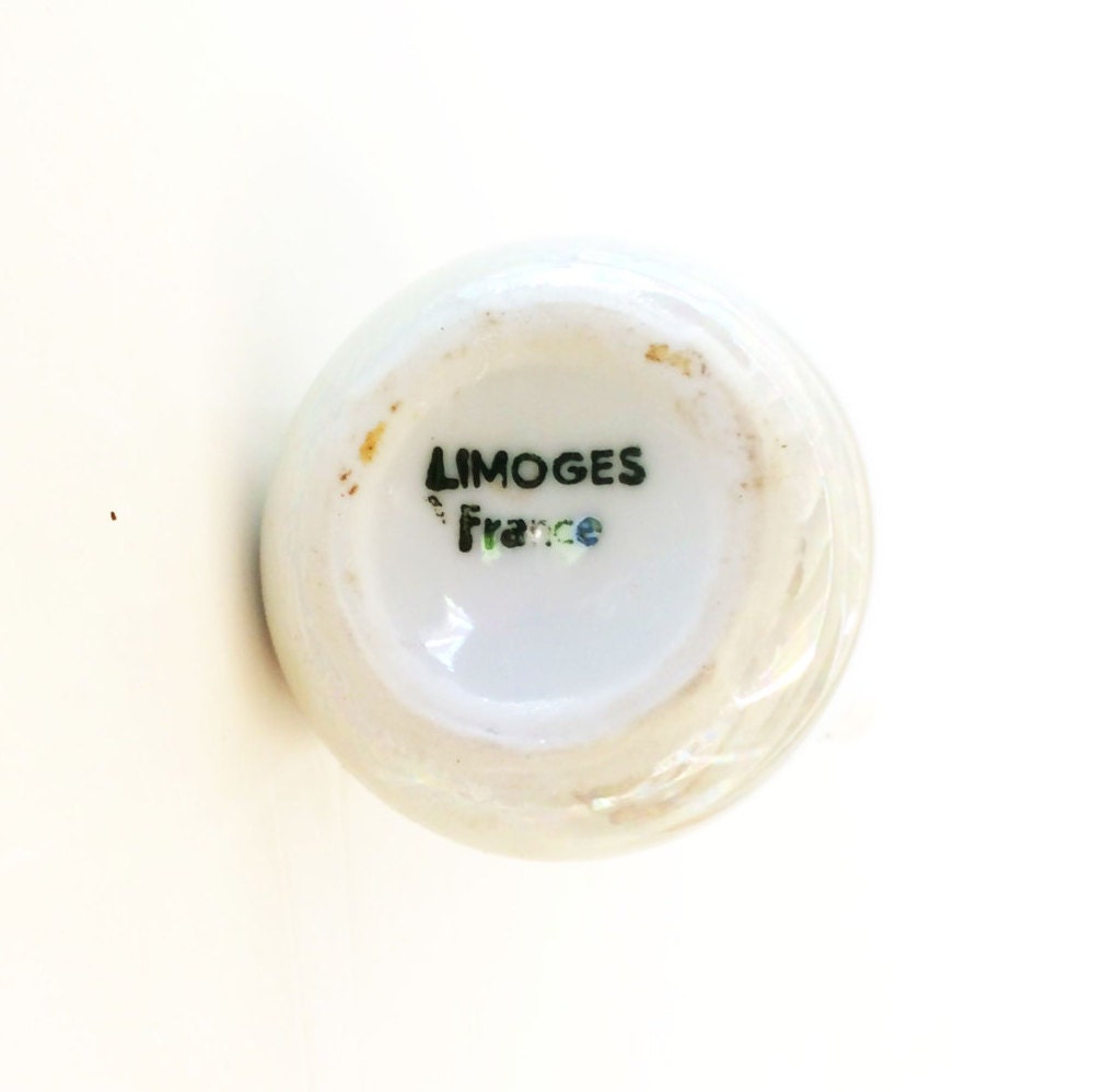 Limoges Miniature Vase France Cottagecore Room Decor Tiny Floral Vase