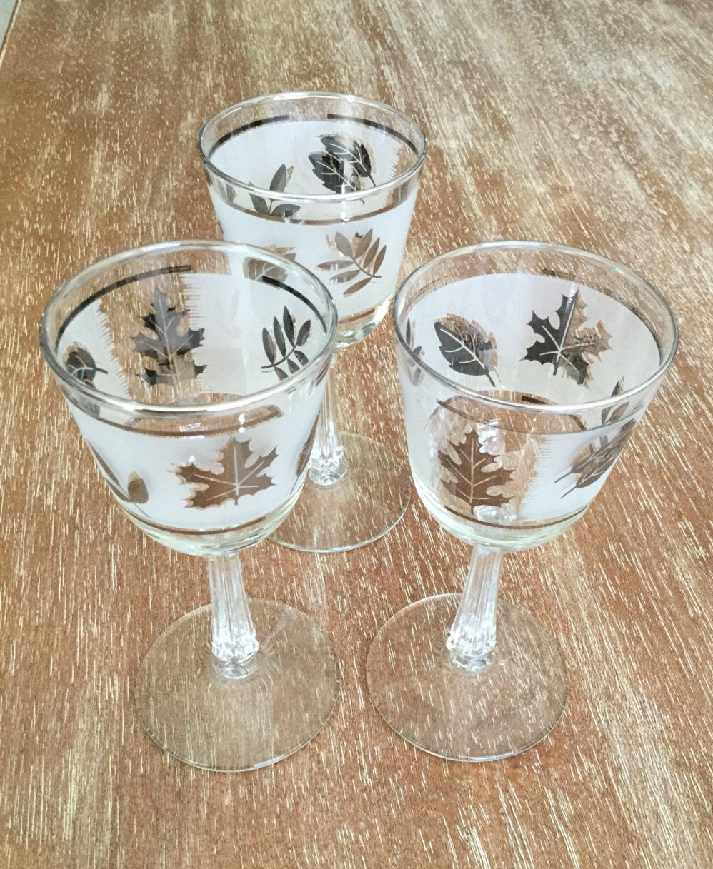 Vintage Silver Leaf Cocktail Glasses