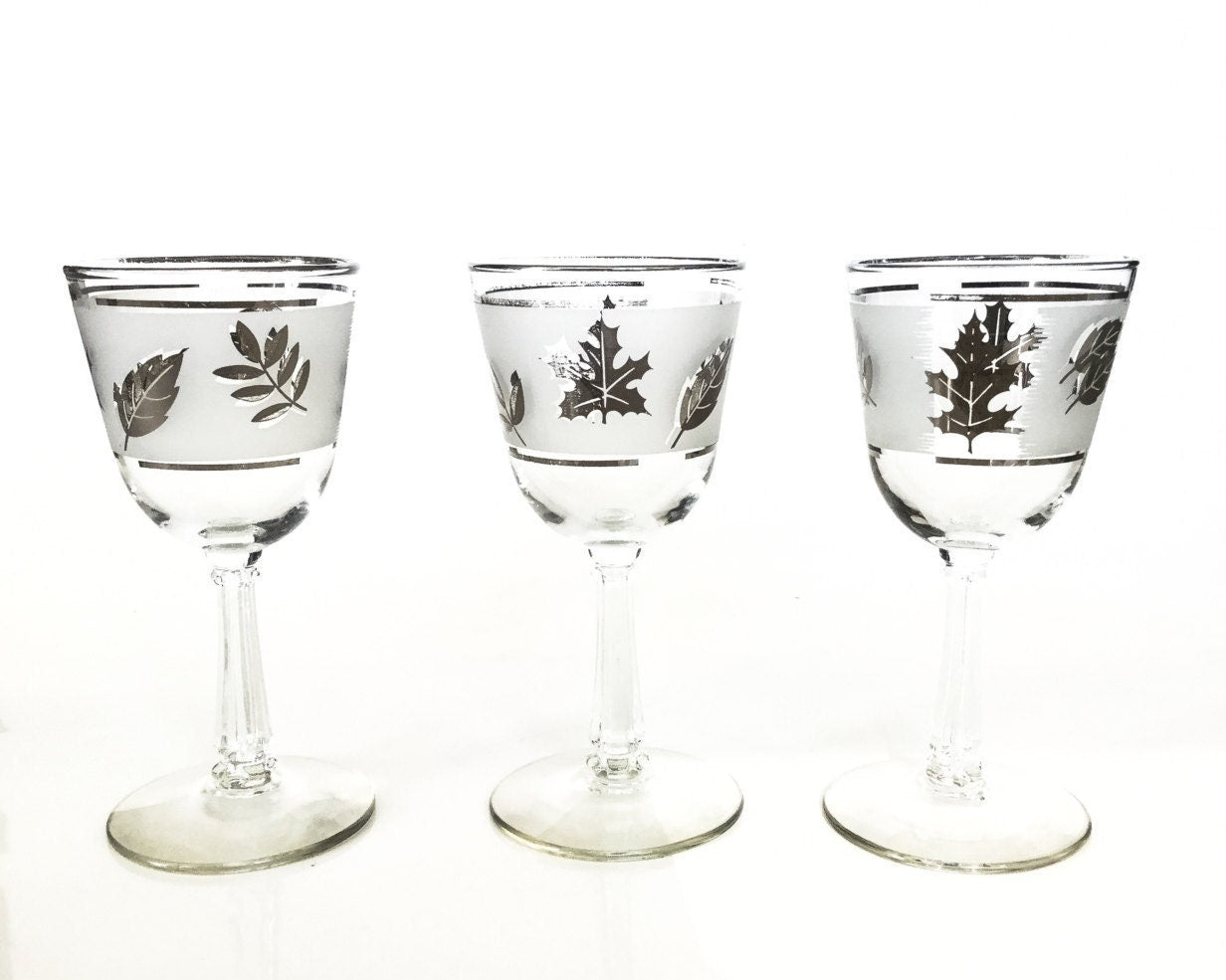 Vintage Silver Leaf Cocktail Glasses
