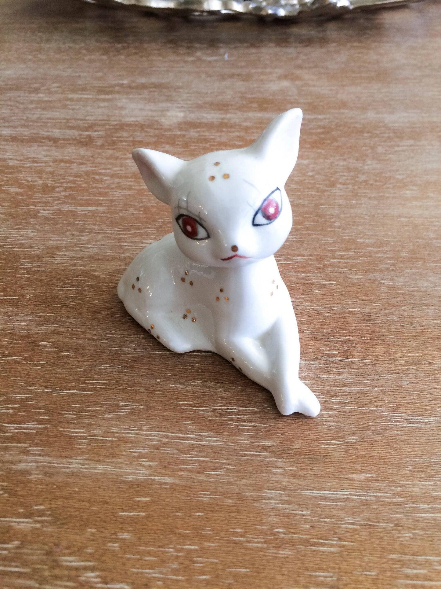 Vintage Mid Century White Cat Figurine