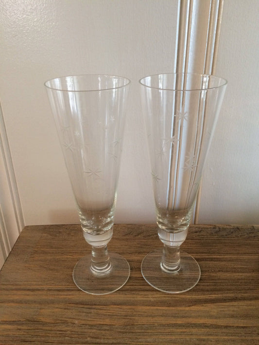 Atomic Starburst Snowflake Pilsner Glasses