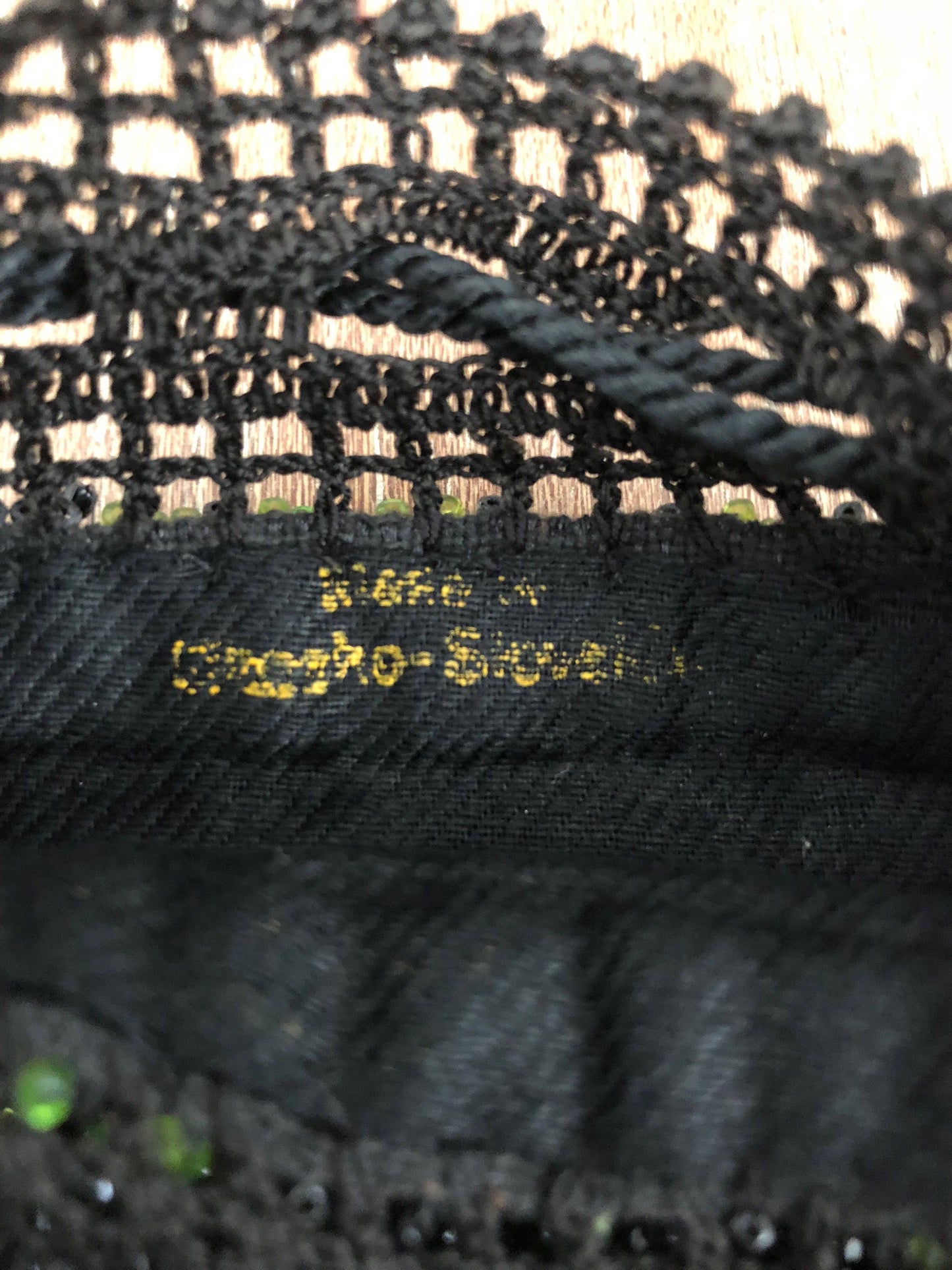 Antique Black Floral Beaded Purse Vintage Handbag