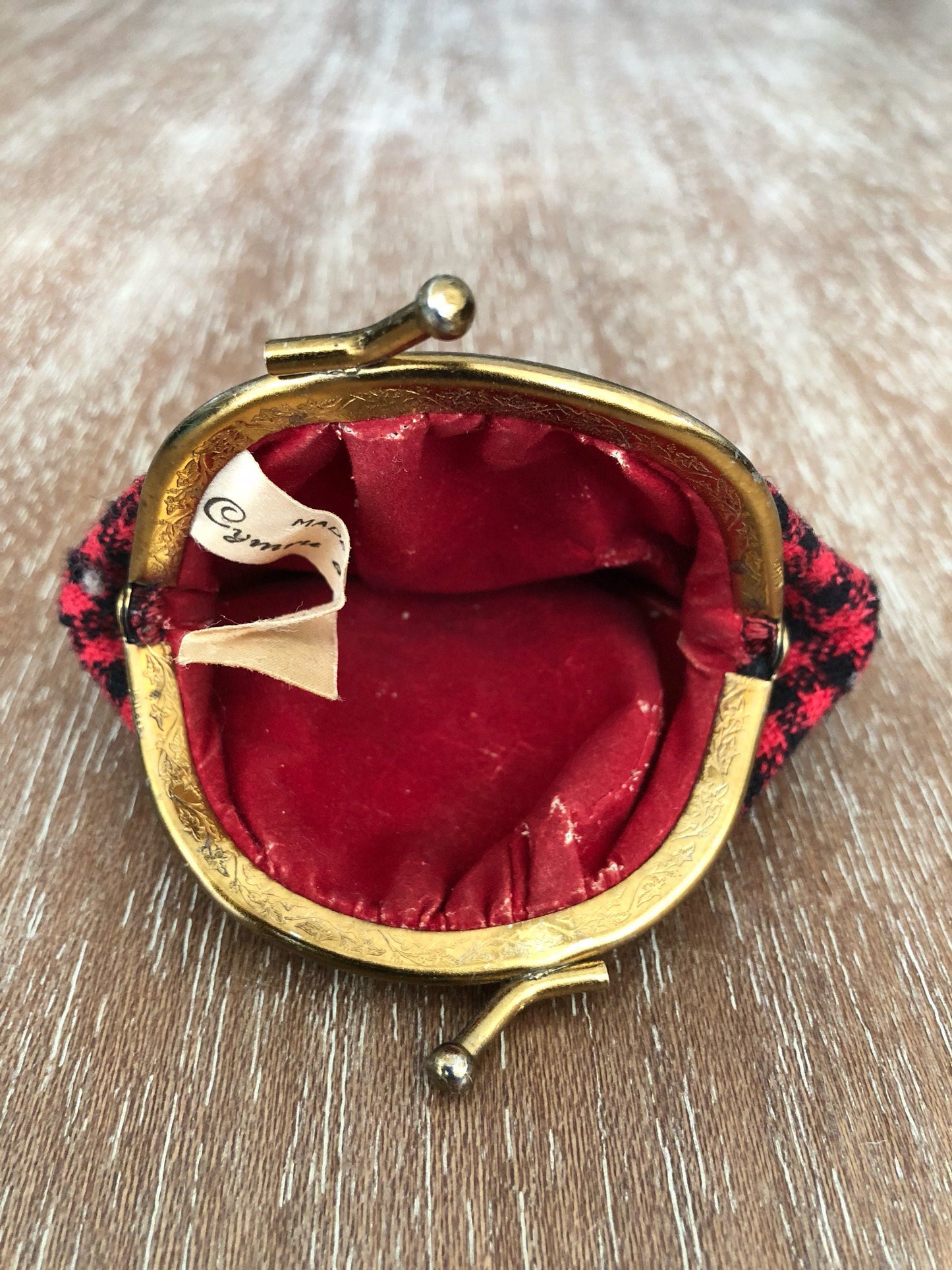 Vintage Red and Black Checkered Coin Purse