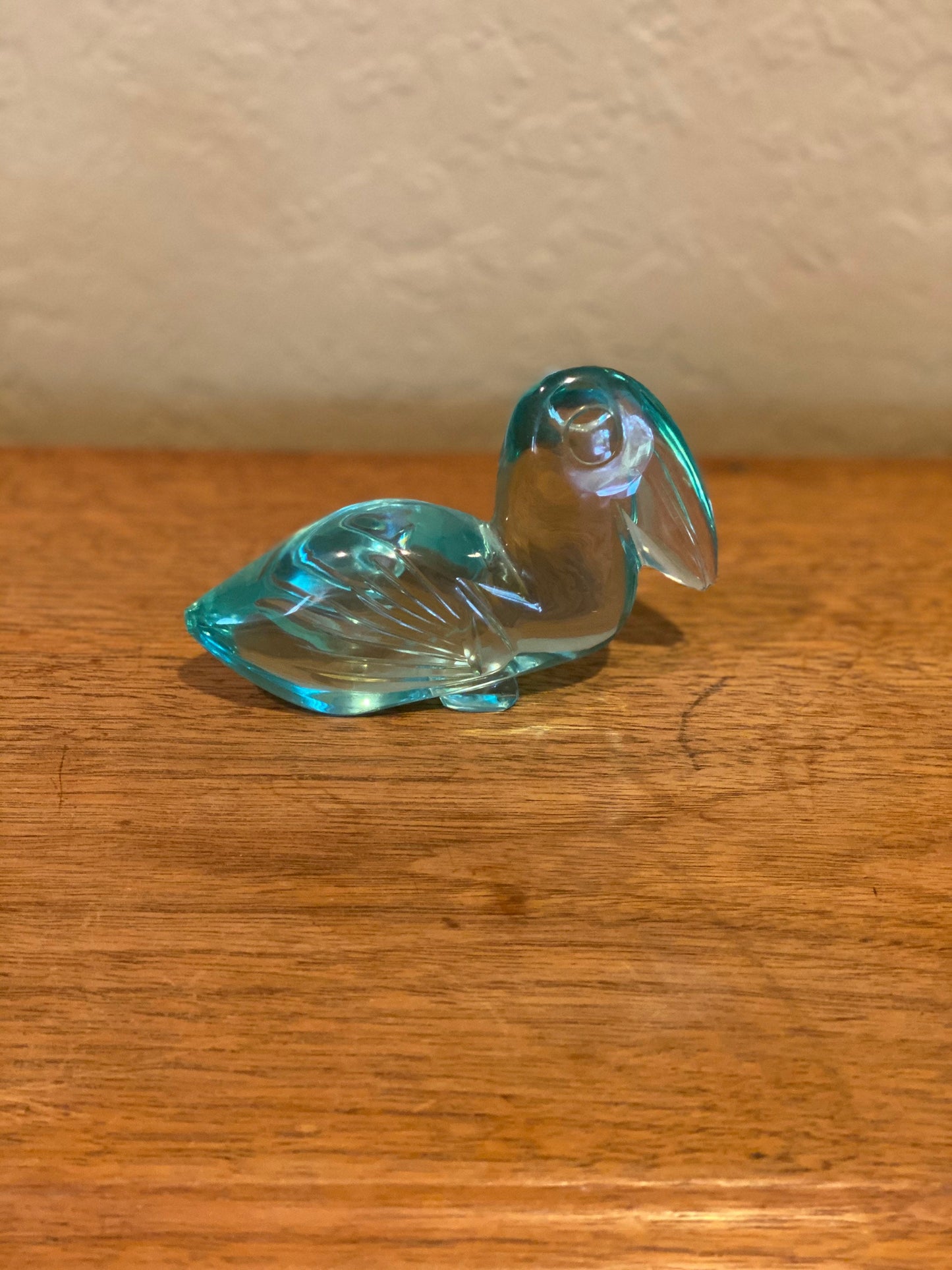 Vintage Turquoise Glass Blue Bird Toucan Paperweight