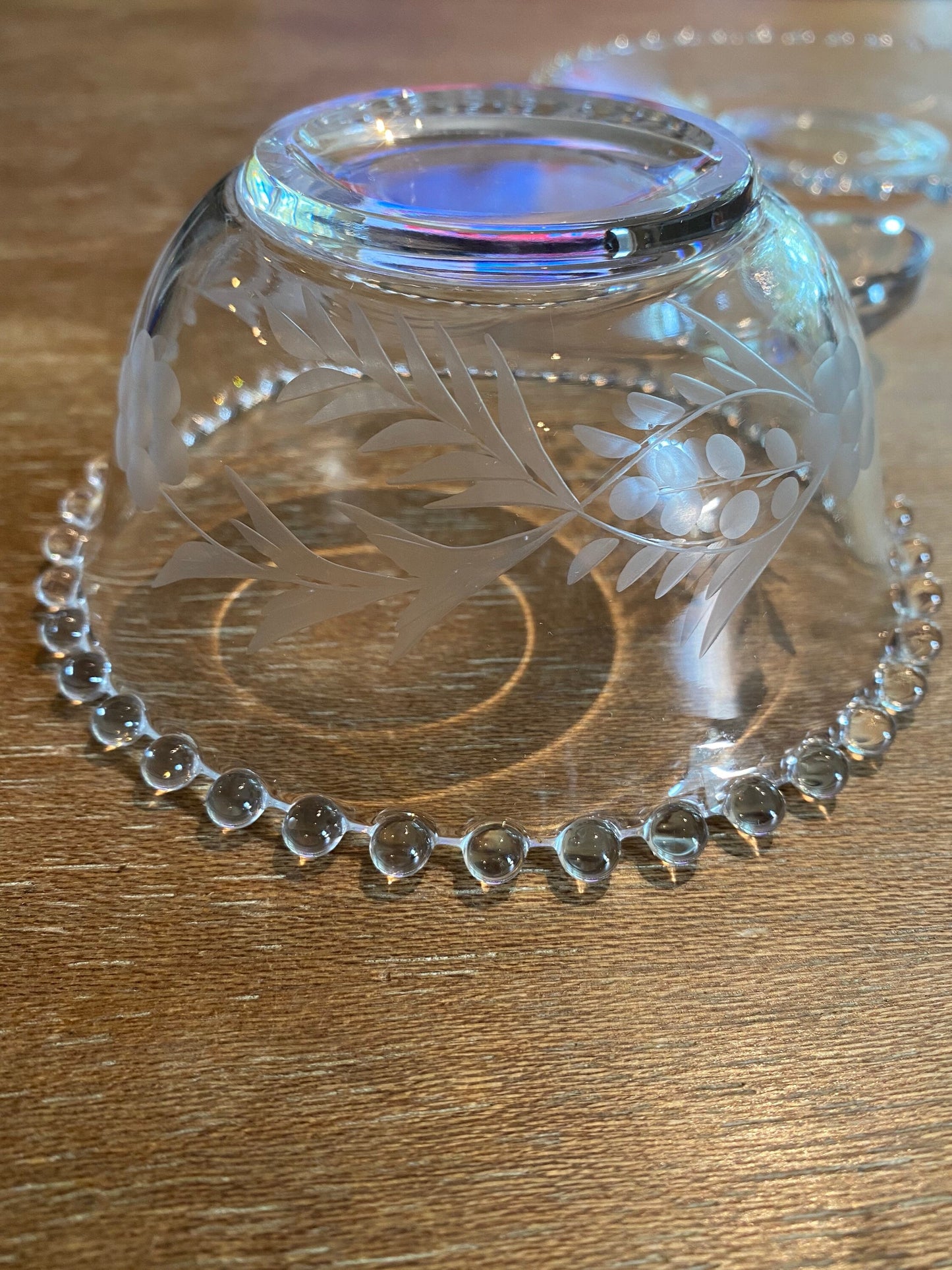 Beaded Glass Condiment Bowl Plate and Spoon Candlewick Boopie