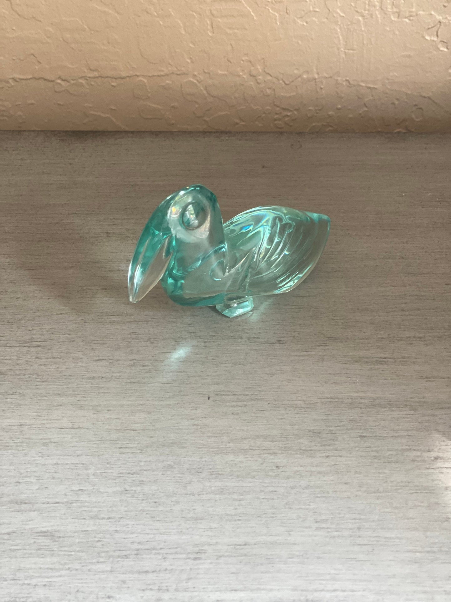Vintage Turquoise Glass Blue Bird Toucan Paperweight