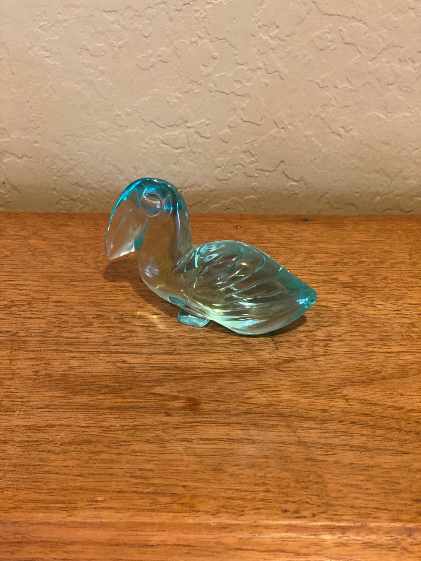 Vintage Turquoise Glass Blue Bird Toucan Paperweight