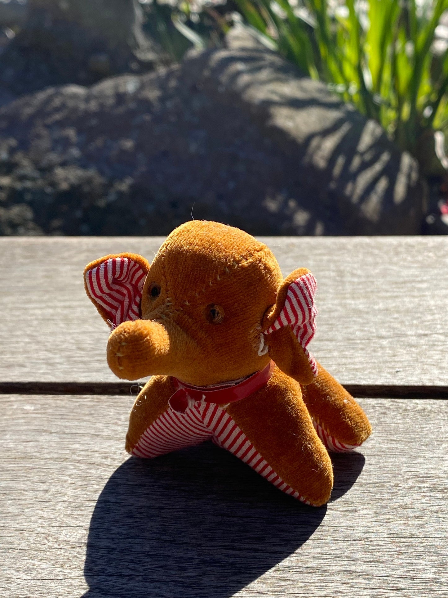 Vintage Sawdust Stuffed Velveteen Elephant Measuring Tape Stuffed Animal