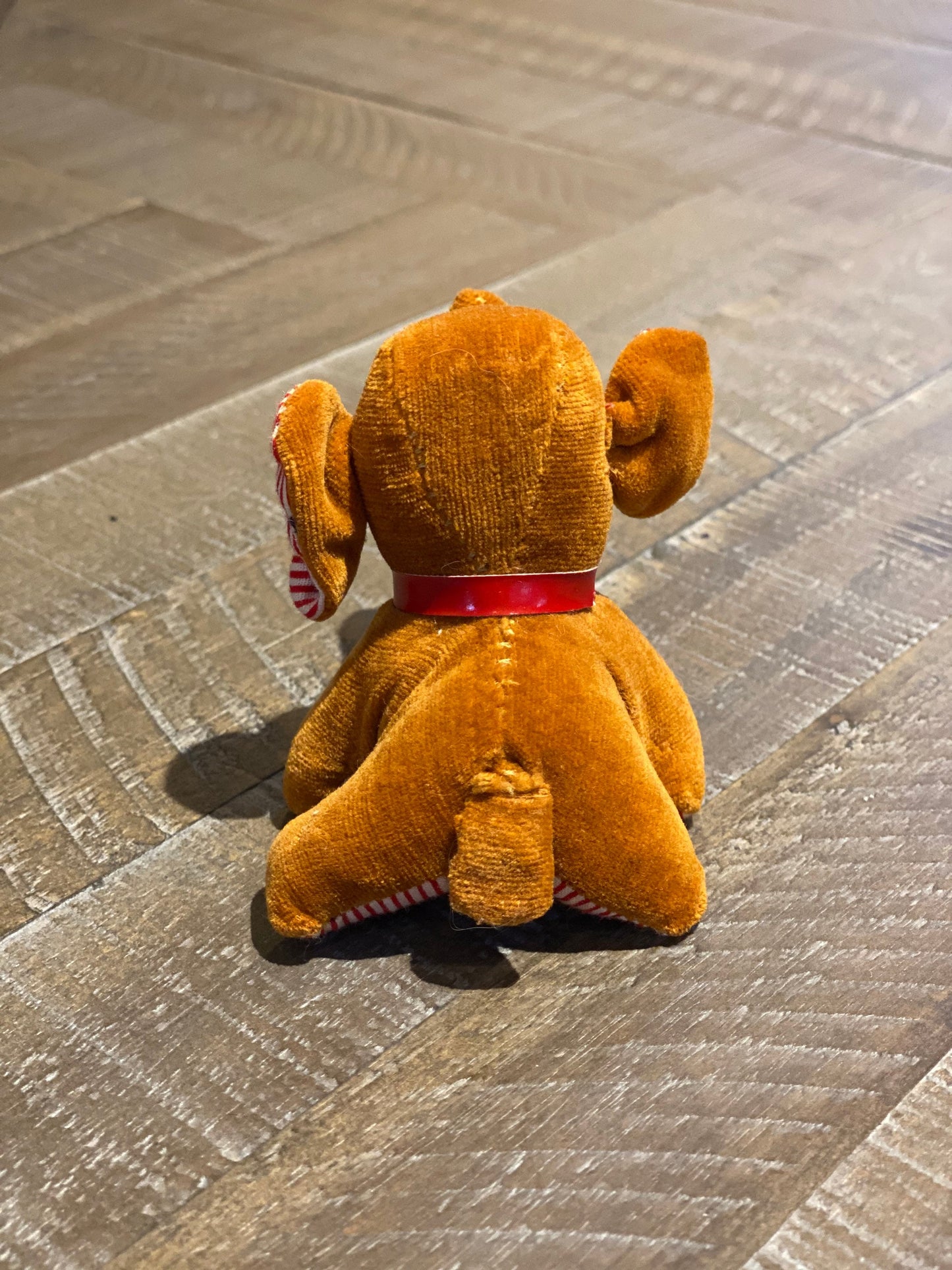 Vintage Sawdust Stuffed Velveteen Elephant Measuring Tape Stuffed Animal