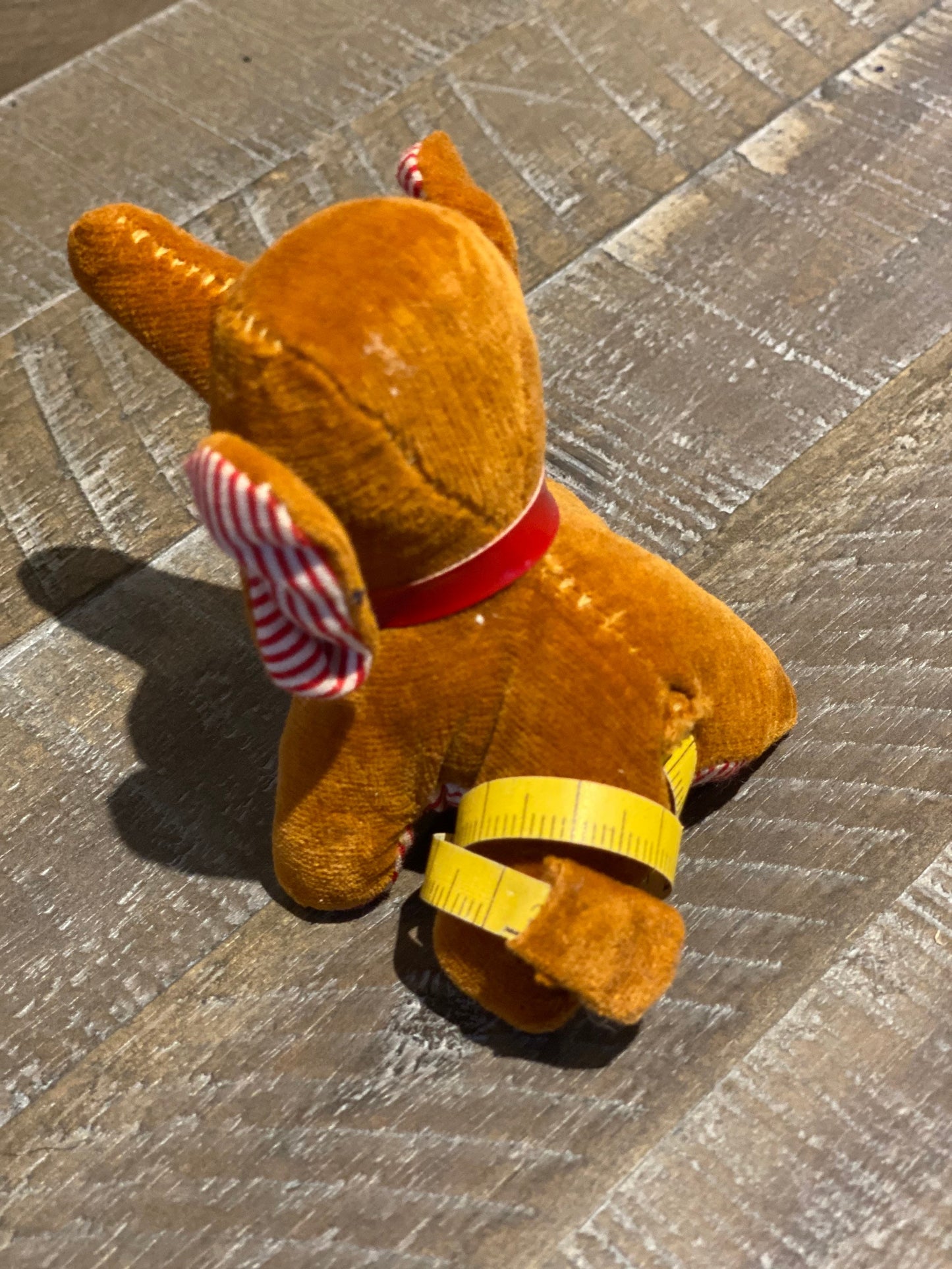 Vintage Sawdust Stuffed Velveteen Elephant Measuring Tape Stuffed Animal
