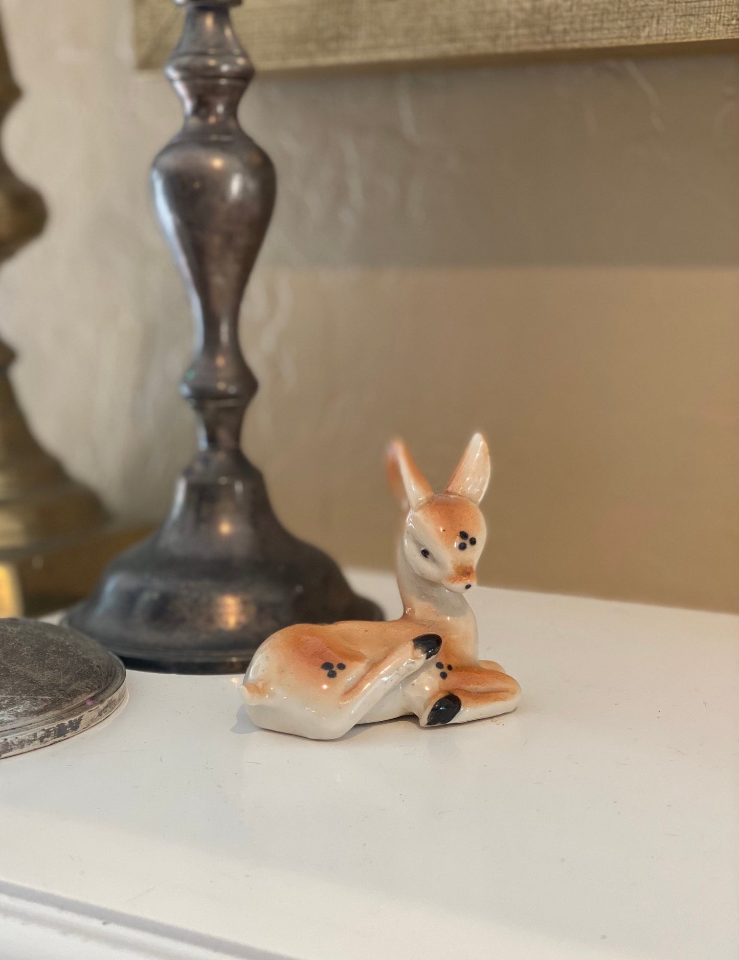 Vintage Ceramic Deer Figurine Collectable Doe Small Statue