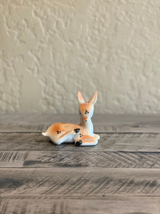 Vintage Ceramic Deer Figurine Collectable Doe Small Statue