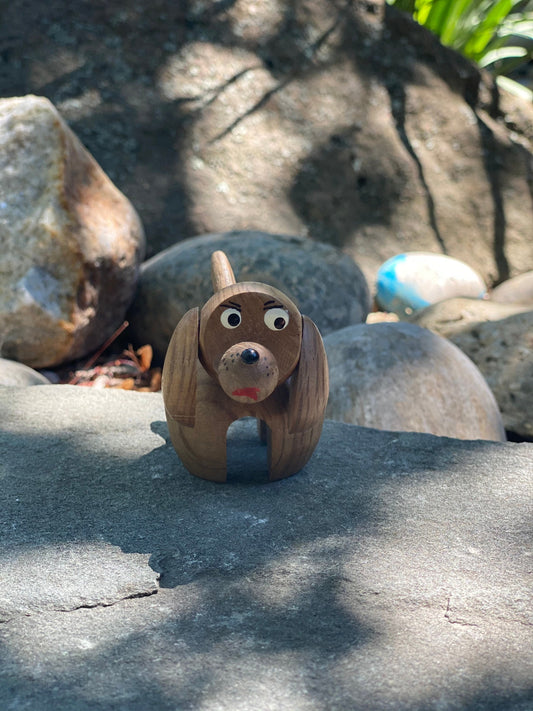 Vintage Wooden Dog Mid Modern Puppy Figurine