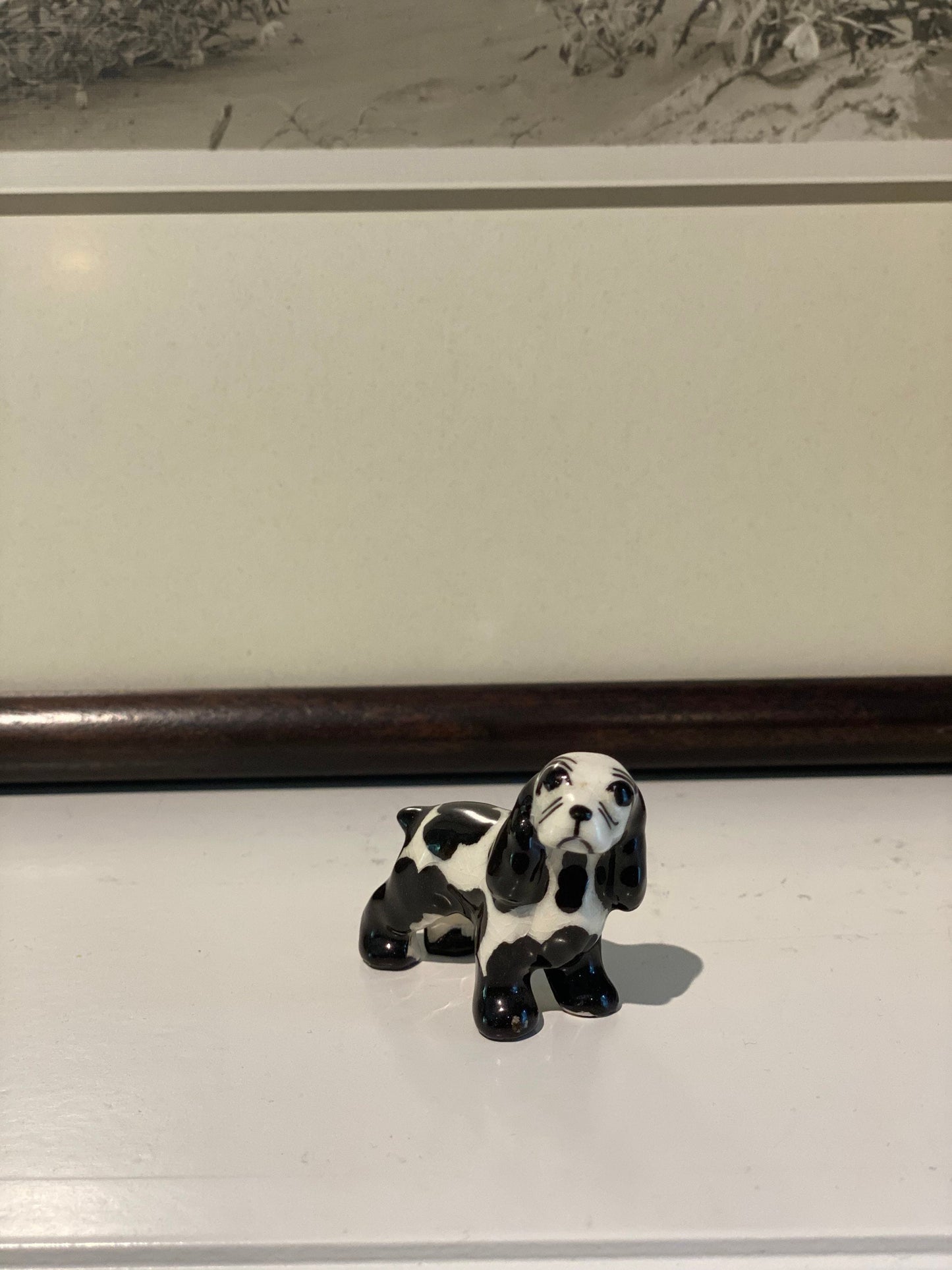 Vintage Hagen Renaker Black and White Spaniel Dog Figurine