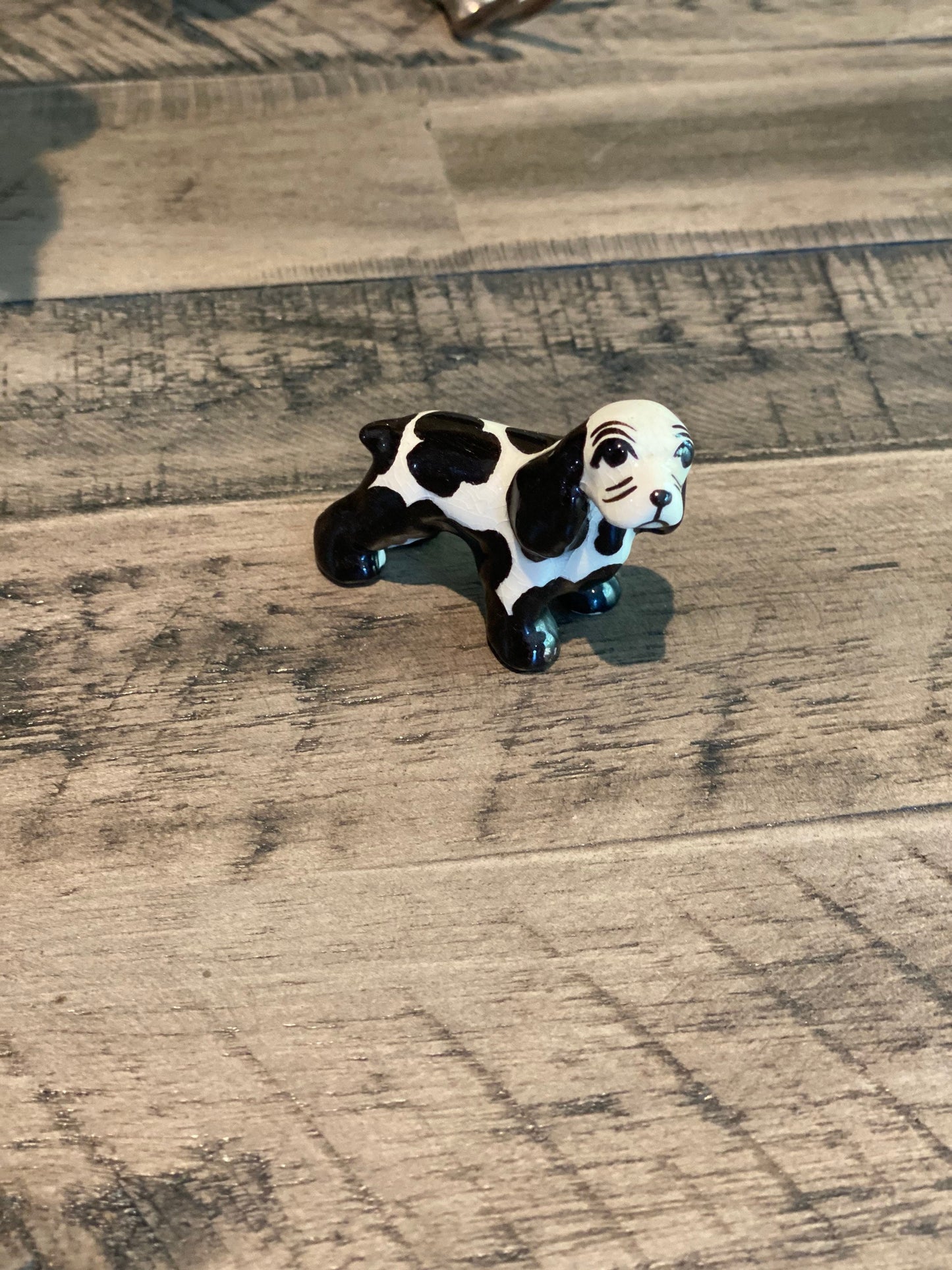 Vintage Hagen Renaker Black and White Spaniel Dog Figurine