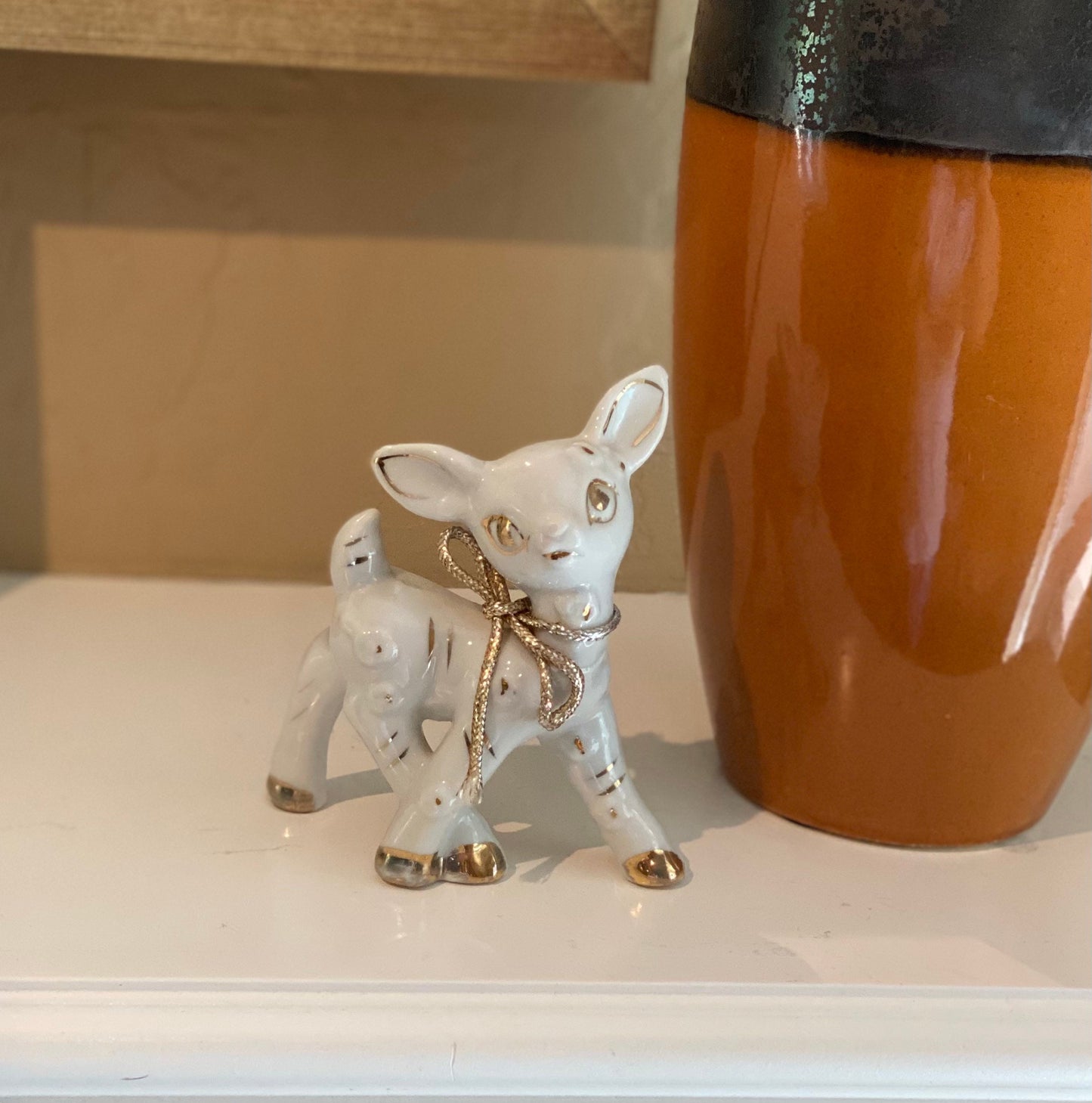 Vintage Mid Modern White Deer Figurine