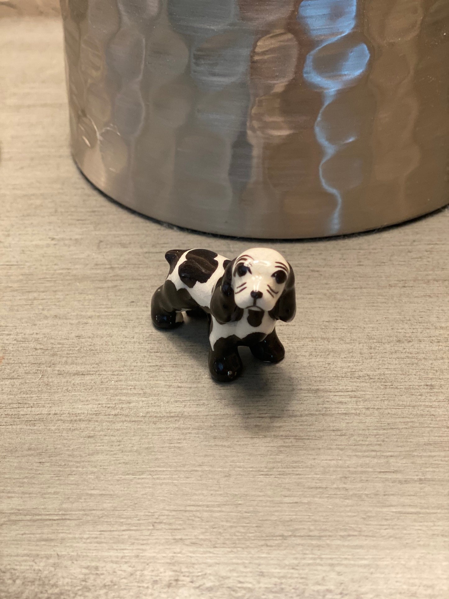Vintage Hagen Renaker Black and White Spaniel Dog Figurine