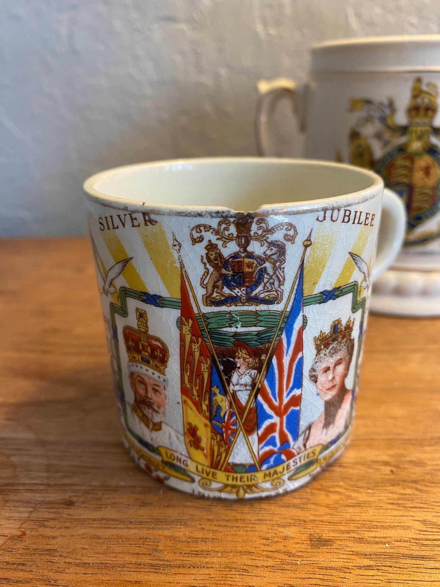 Vintage King George V and Queen Mary Silver Jubilee 1935 Commemorative Mug Royal Family Collectible