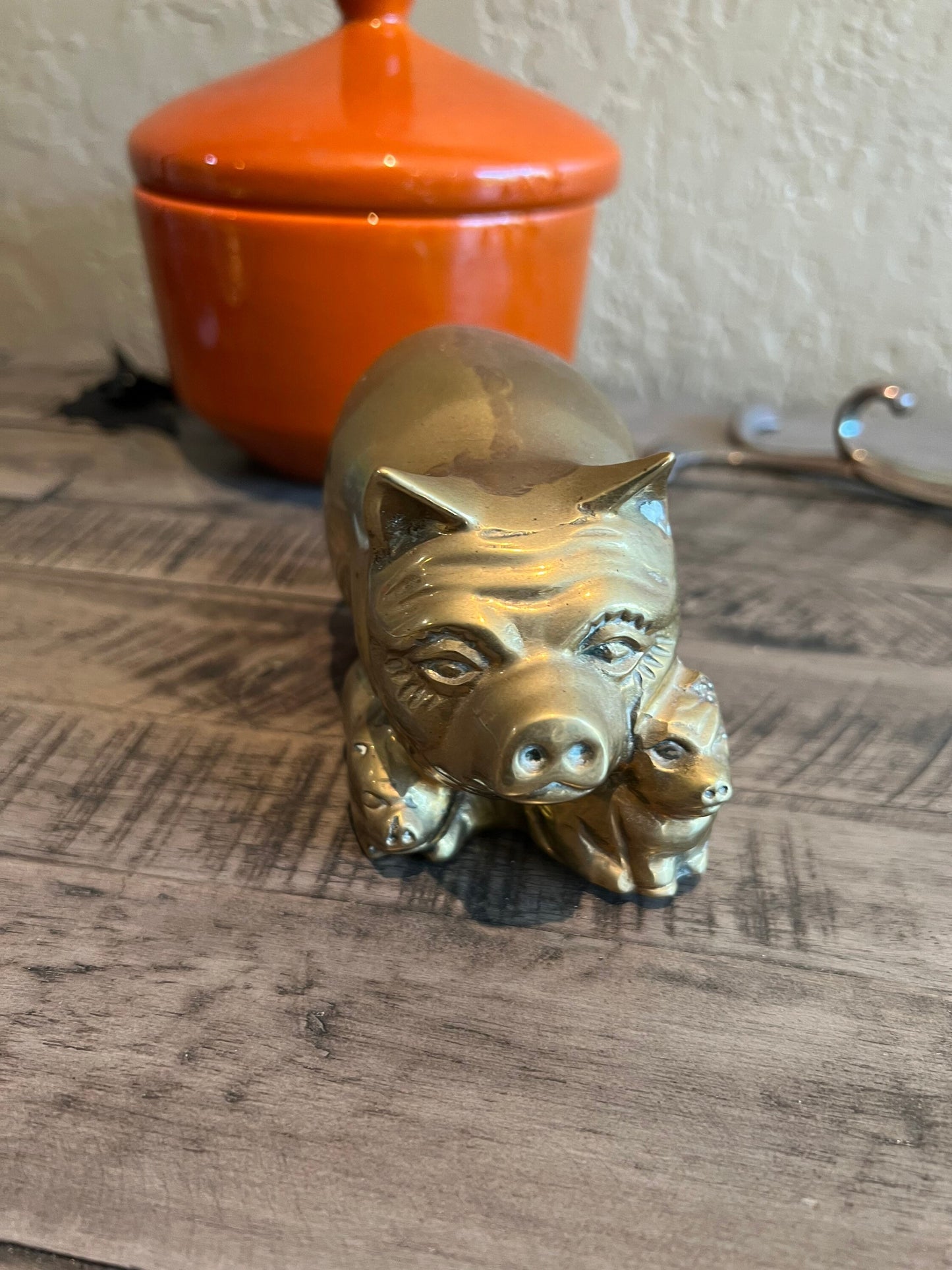 Vintage Brass Pig Decor