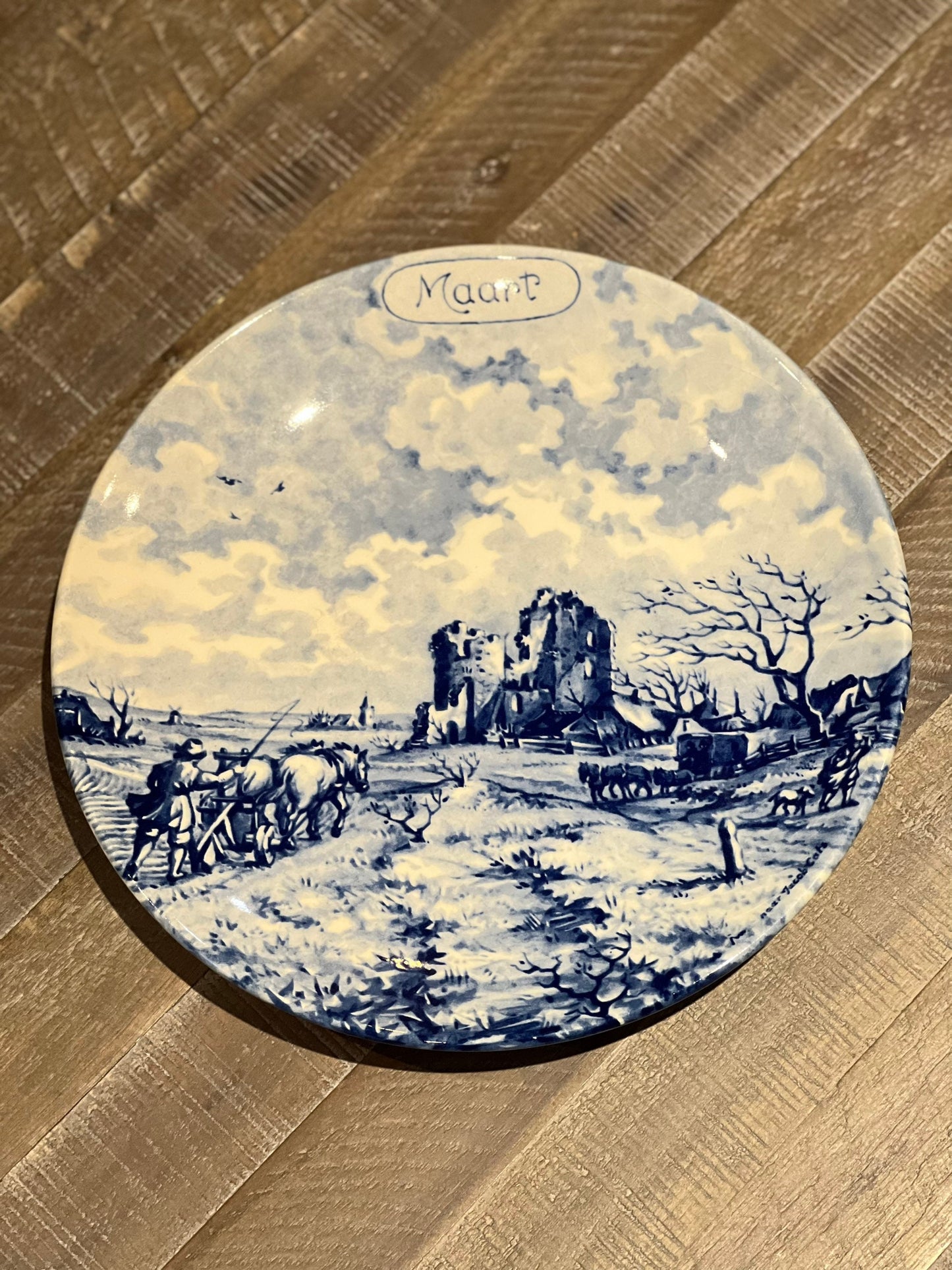 Delft Maart Blue and White Plate Delft Calendar March Wall Plate