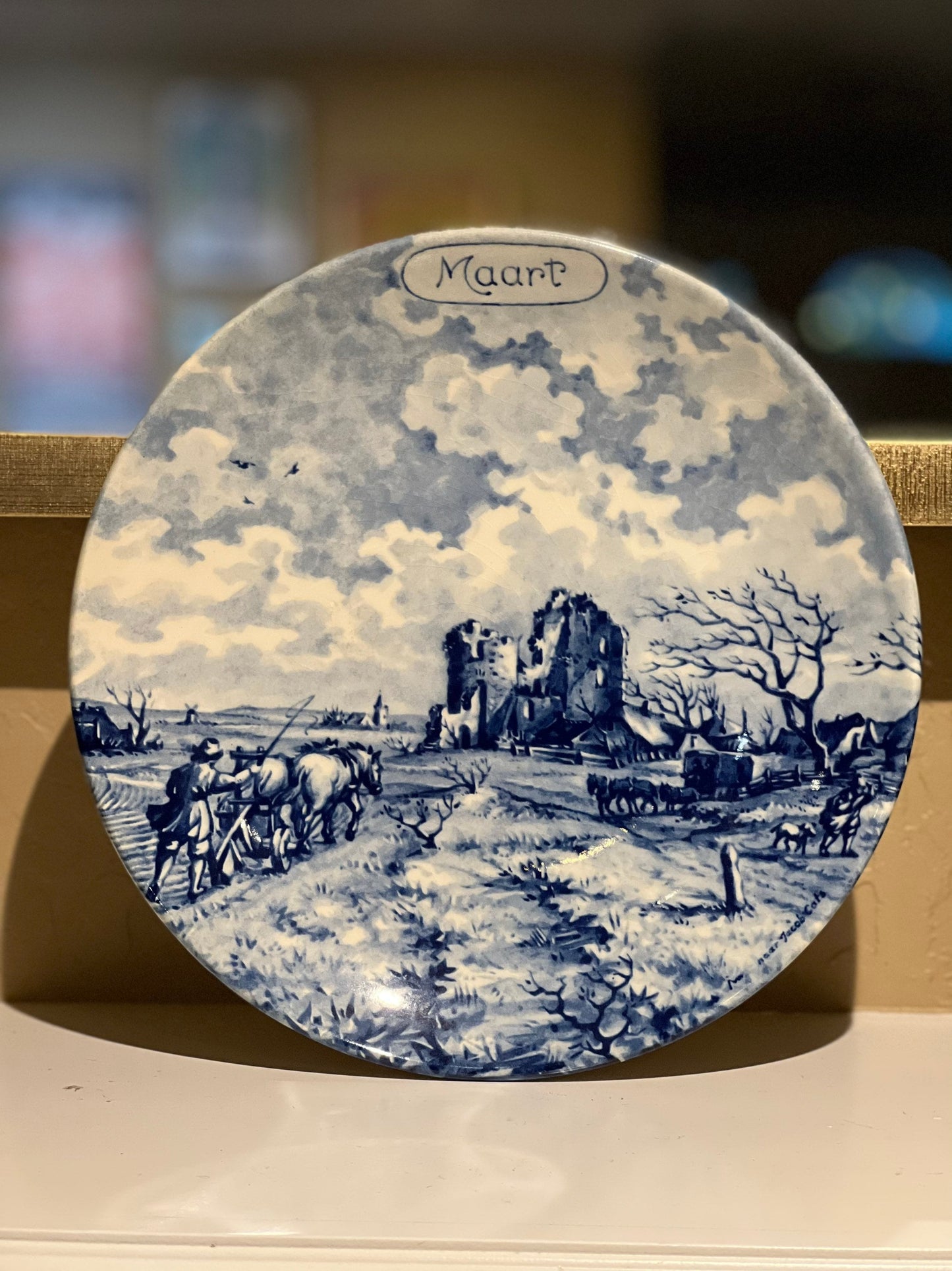 Delft Maart Blue and White Plate Delft Calendar March Wall Plate