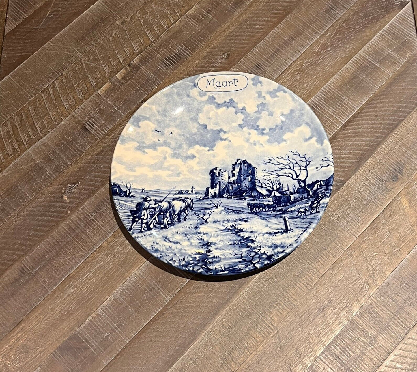 Delft Maart Blue and White Plate Delft Calendar March Wall Plate