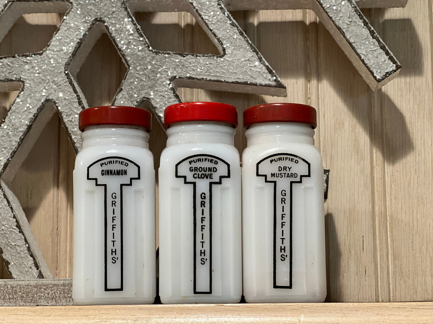 Griffith Laboratories Purified Spices Milk Glass Spice Jars White Milk Glass