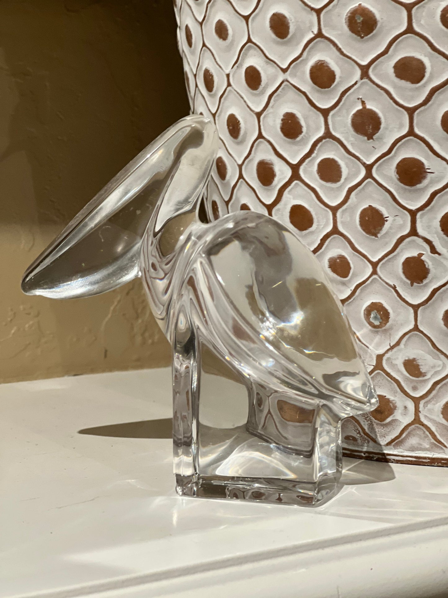 Orrefors Crystal Pelican Signed Numbered Crystal Bird Figurine Toucan Paperweight