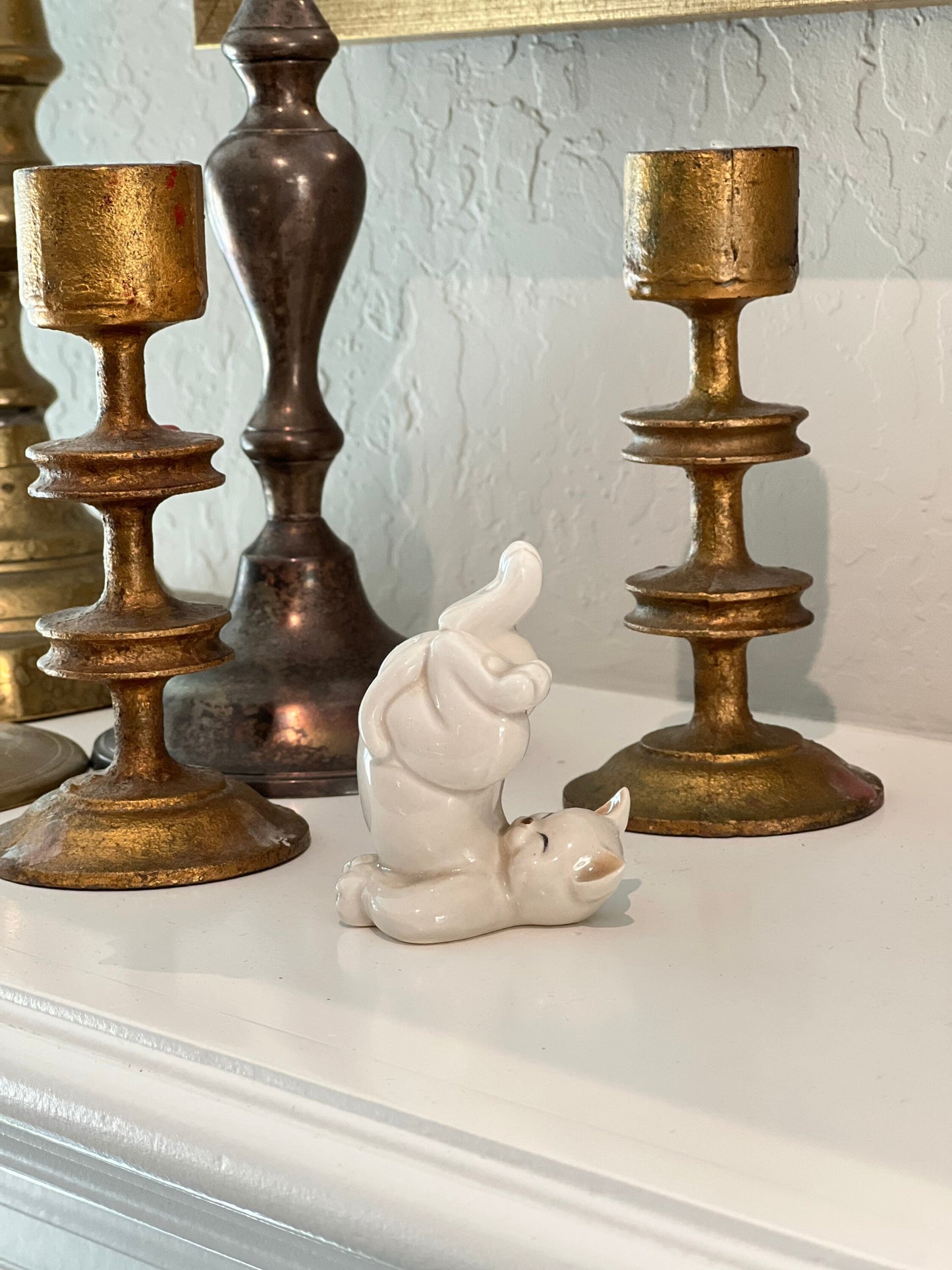 Fitz and Floyd White Cat Figurine Playful Kitty Yoga Cat Gift