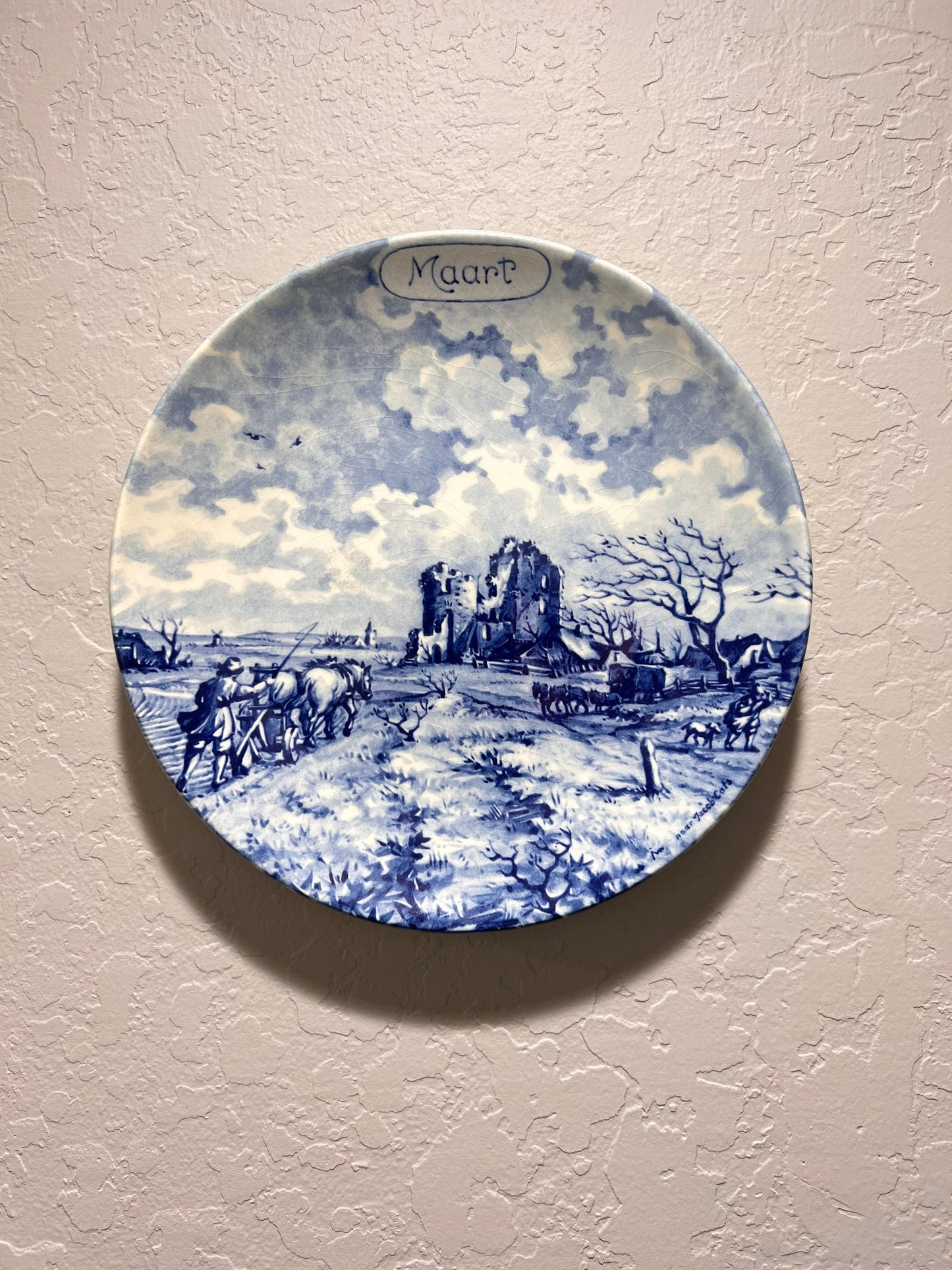 Delft Maart Blue and White Plate Delft Calendar March Wall Plate
