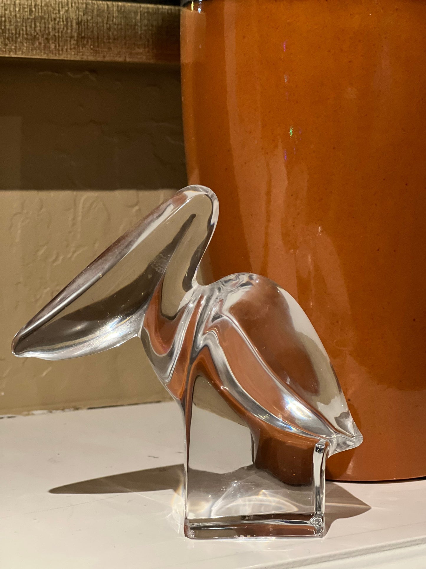 Orrefors Crystal Pelican Signed Numbered Crystal Bird Figurine Toucan Paperweight