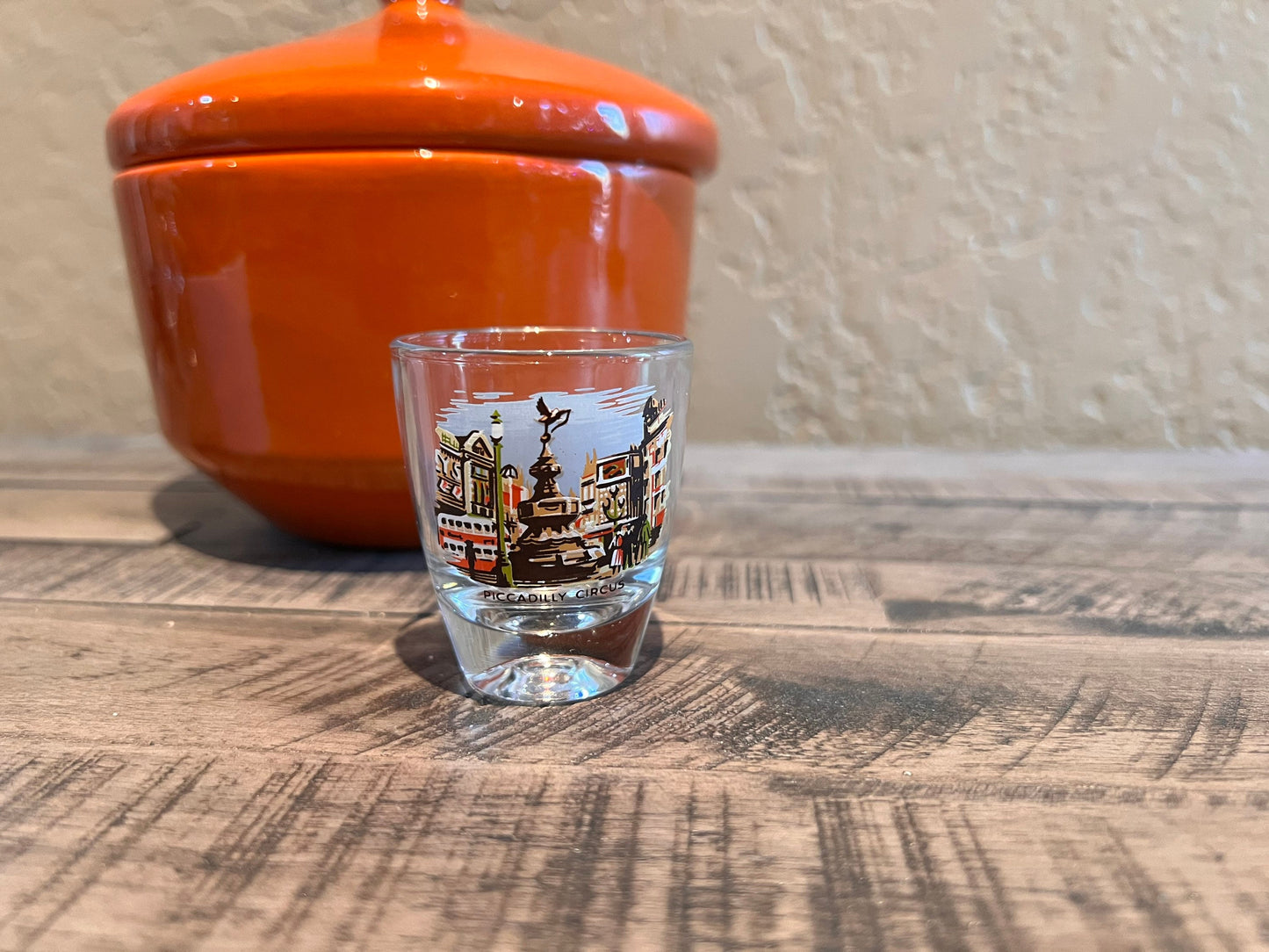 Vintage Piccadilly Circus London Souvenir Shot glass London Keepsake Barware