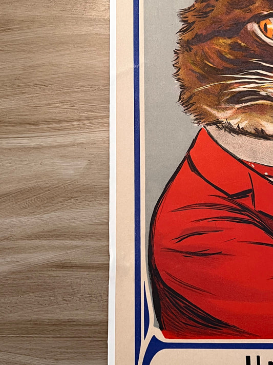 1920 Cognac Quevedo Cat Spanish Linen Backed Poster