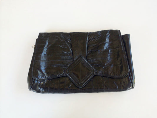 Black Eel Skin Handbag Black Eelskin Clutch