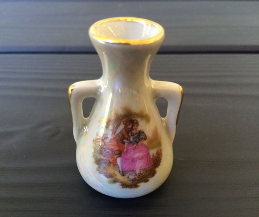 Limoges Miniature Vase France Cottagecore Room Decor Tiny Floral Vase