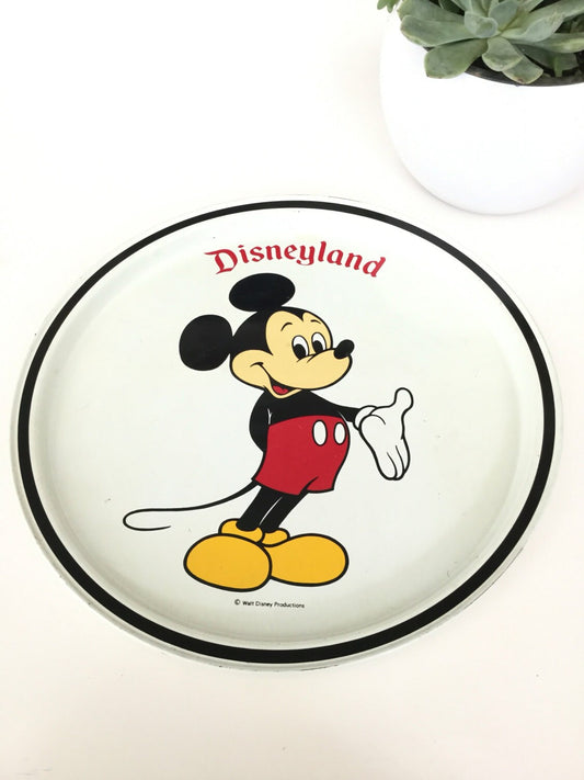 Vintage Disneyland Mickey Mouse Round Metal Tray