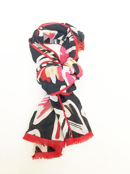 Vintage Oscar De La Renta Scarf Modern Flower Scarf