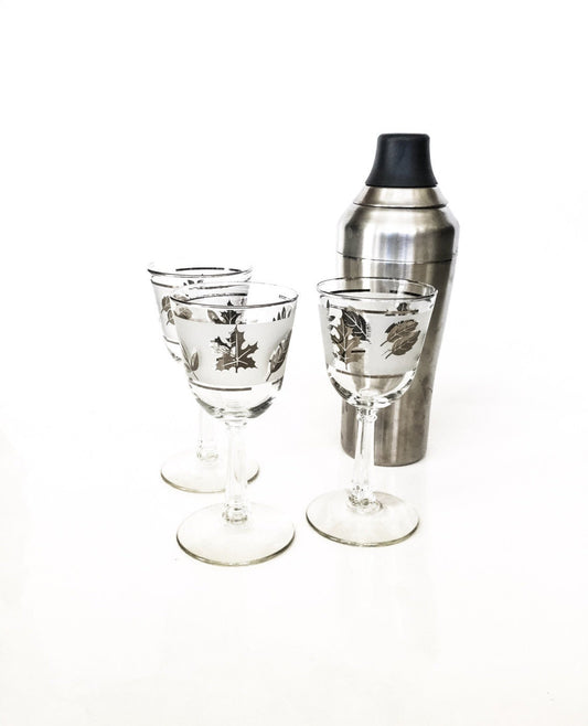 Vintage Silver Leaf Cocktail Glasses