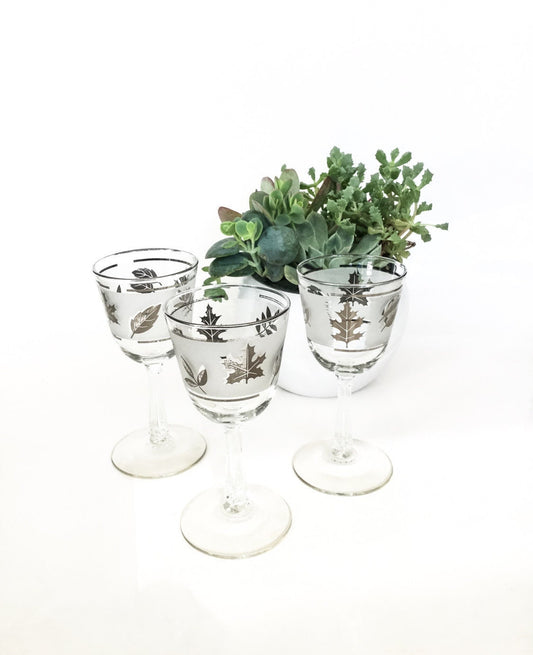 Vintage Silver Leaf Cocktail Glasses