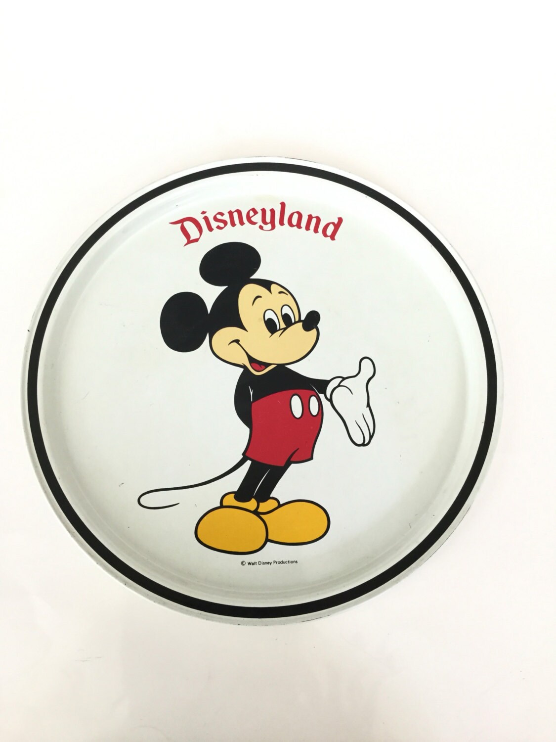 Vintage Disneyland Mickey Mouse Round Metal Tray