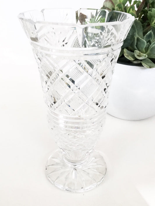 Waterford Crystal Georgian Strawberry Pattern Vase Small Crystal Vase