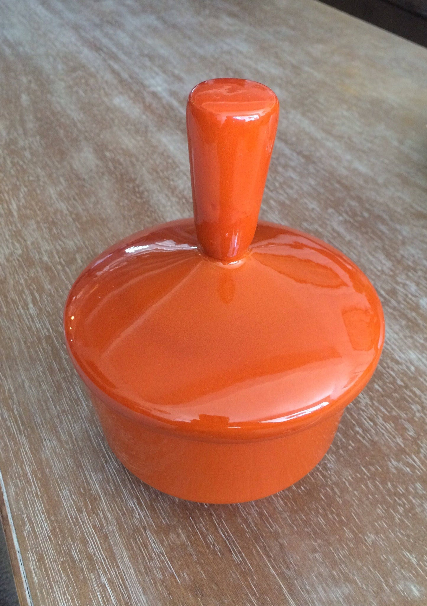 Rare Mid Century Modern Jaru Pottery  Orange Covered Dish