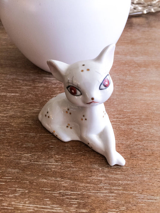 Vintage Mid Century White Cat Figurine