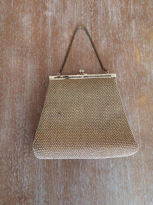 Vintage Lumured Petite Bead Gold Handbag