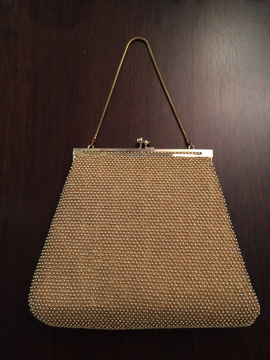 Vintage Lumured Petite Bead Gold Handbag